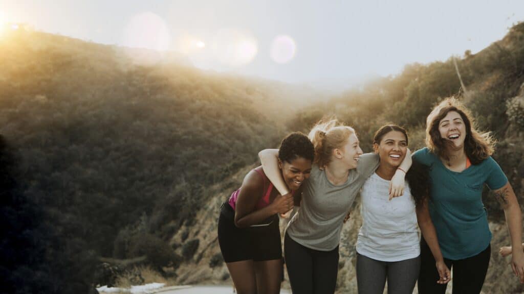 Friends hiking through the hills of Los Angeles